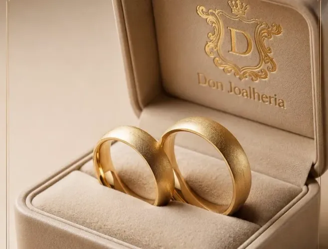 Alianças com Efeito Fosco em Ouro 18k