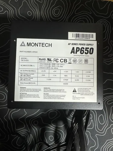 Fonte Montech 650w 80plus white