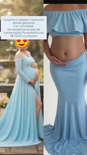 Conjunto Saia e Cropped para ensaio Gestante