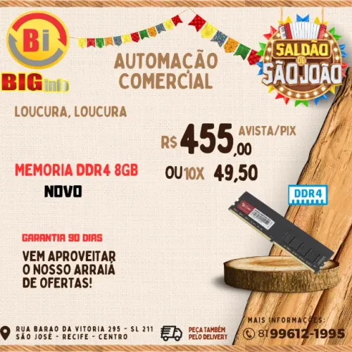 Memória Ram Gamer Ddr4 8gb Desktop