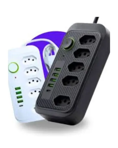 Extensão Eletrica 2M Bivolt 5 Tomadas 4USB 2USBC