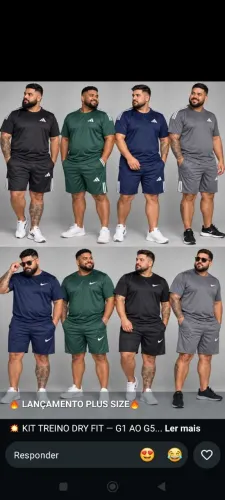 kit dry fit plus sizes short e blusa