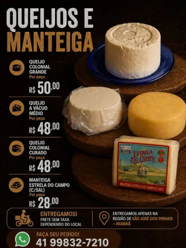 Queijos / Salames e Linguiça / Manteiga / Biscoitos / Doces / Mel