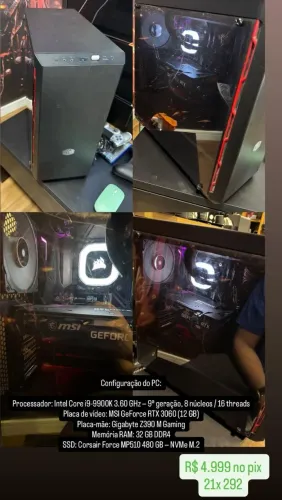 Pc gamer rtx 3060 12g. 32gb ram 512ssd