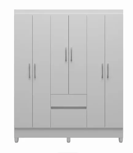 Guarda-Roupa New Brusque 6 Portas e 2 Gavetas - Branco - Novo na Caixa (Lacrado)