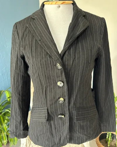 Blazer Alcaçuz Riscado de Giz Cinza