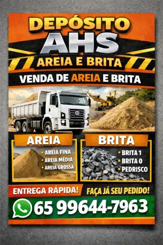 Venda Varzea Grande Areia, Brita, Terra Preta,- Big bag, Carga solta 5m³, 12m³, 25m³