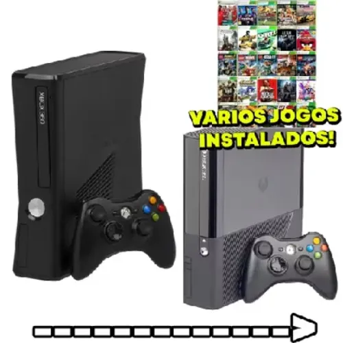 Xbox 360 com HD e jogos instalados