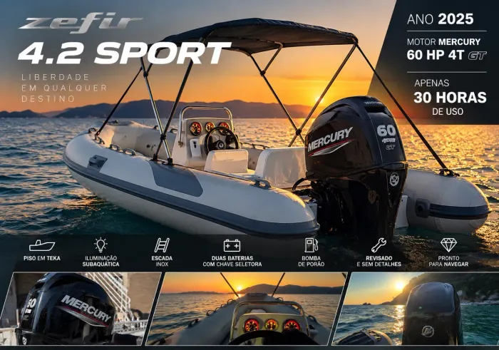 Bote Zefir 4.20 Sport - Motor Mercury 60hp
