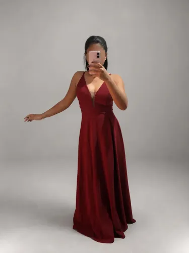 vestido longo feminino vermelho 36