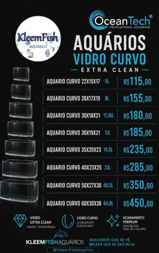 Aquários de Vidro Curvo Extra Clean