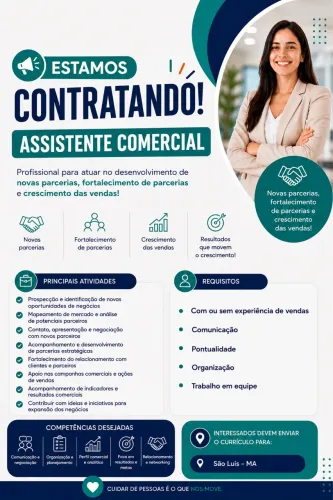 VAGA DE ASSISTENTE COMERCIAL