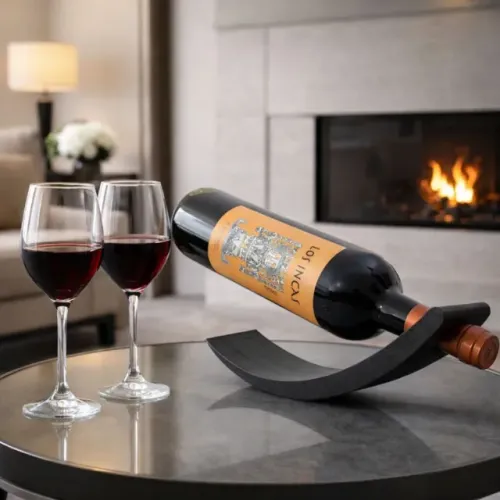 Suporte para Vinho Decorativo Elegante | Porta Garrafa Moderno para Mesa e Sala