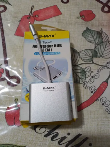 Adaptador Hub USB Tipo-C 3 Em 1 B-Max HDMI 4K USB 3.0 PD