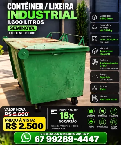 Lixeira Container 1.600 lts 