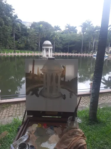 Caixa de pintura, para pintura ao ar livre