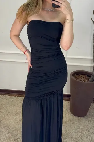 Vestido longo tomara que caia com Drapeado