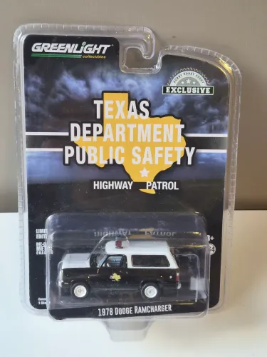 Miniatura Greenlight Dodge Ramcharger 1978 Viatura de Polícia do Texas