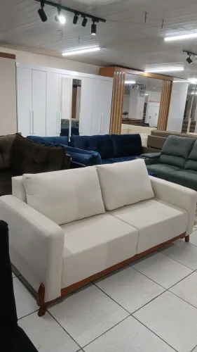 Sofá fixo todo no linho com 2m de largura