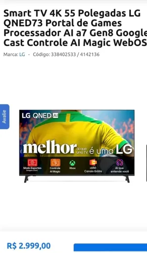 Smart tv LG 55 polegadas semi nova