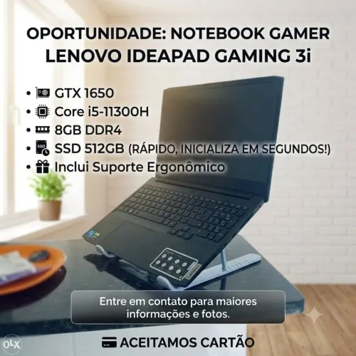 Notebook Gamer Lenovo IdeaPad 3i | i5 11ª Ger | GTX 1650 | SSD 512GB (Impecável)