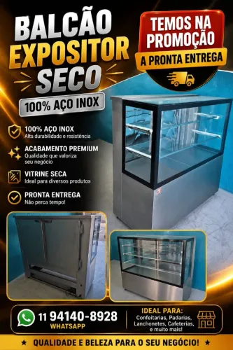 Balcão Inox expositor seco para padarias, lanchonetes- promoção a pronta entrega