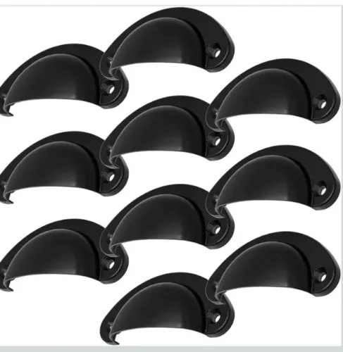 Puxadores Concha para móveis, armários, Kit com 10 puxadores 64mm (preto fosco)