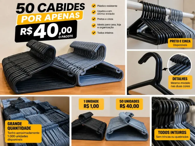 ? 50 Cabides Reforçados por Apenas R$ 40 | Aproveite!