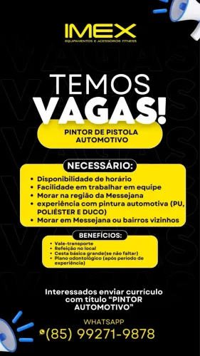 Vaga para pintor de pistola automotiva 