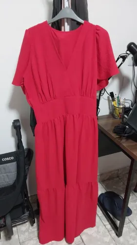 Vestido longo vermelho EXG FORRADO