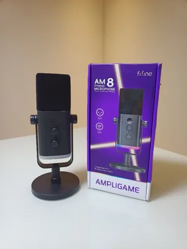 Microfone Profissional Dinâmico Fifine Am8 Usb/xlr Rgb Preto Novo