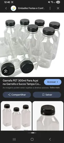 Garrafas pra açai ou suco natural novas com tampa preta 