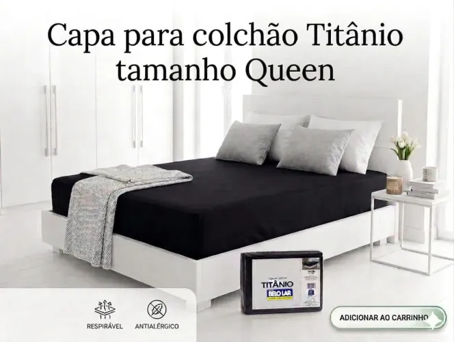 Capa para colchão Queen em malha na cor preta