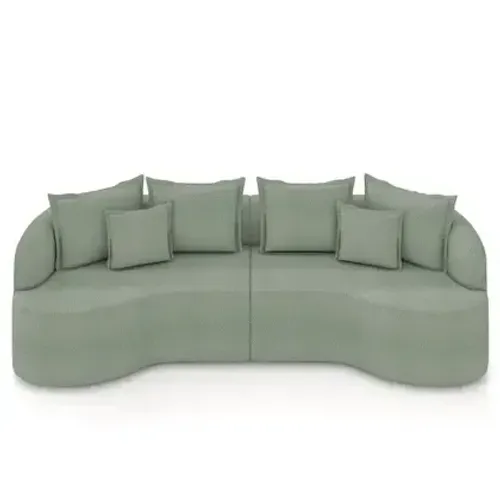 Sofá Verde Claro 4 Lugares Curvo Quito Veludo