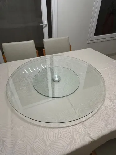 Centro giratório de mesa em vidro de 80 cm