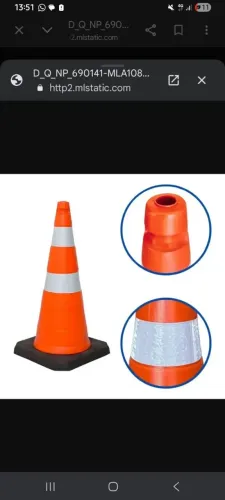 Kit 2 Cone Sinalização Obra Refletivo Base Borracha 75cm Epi