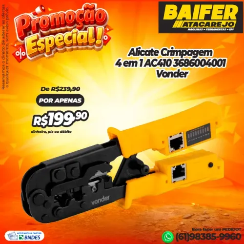 Alicate Crimpagem 4 em 1 AC410 * Vonder