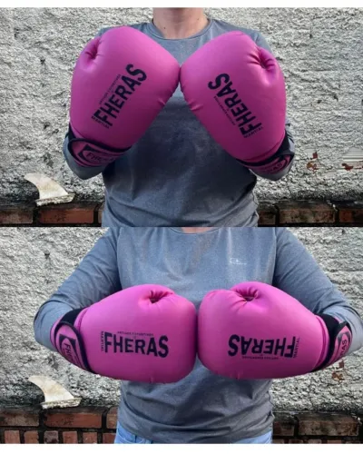 Luva de Boxe e Muay Thai Fheras Tradicional Rosa (14oz) - Feminina