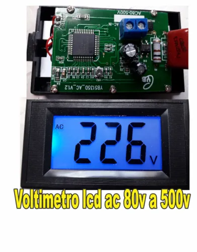 Voltímetro Digital Lcd 80-500v Painel Energia 110v 220v Ac