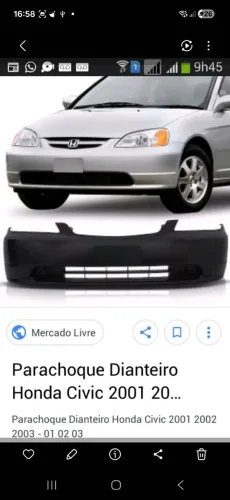 Vendo um painel Frontal e um parachoque do Honda Civic antigo