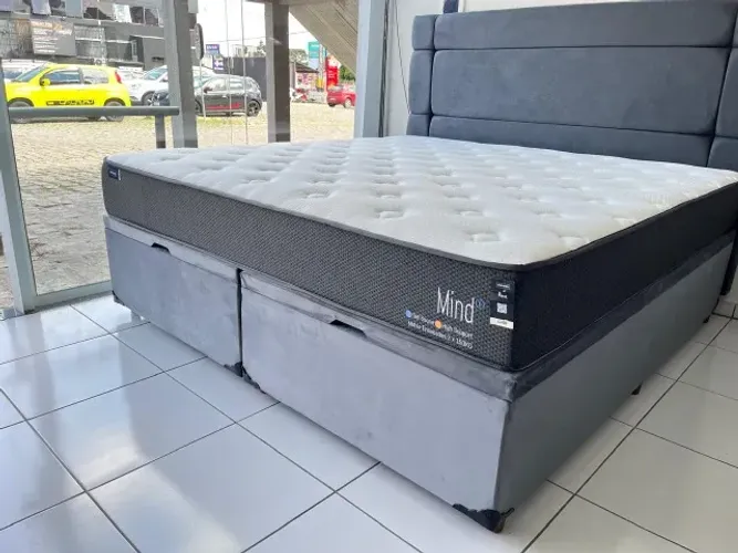 Cama Box Queen Size Com Baú Nova Molas Ensacadas Suporte 150 Kg Marca Mannes!