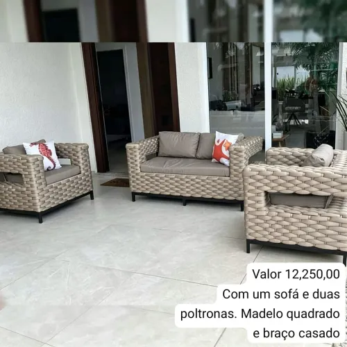 Conjunto de sofá em corda náutica 