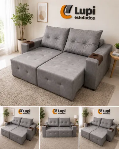 Sofá retrátil almofada solta compacto