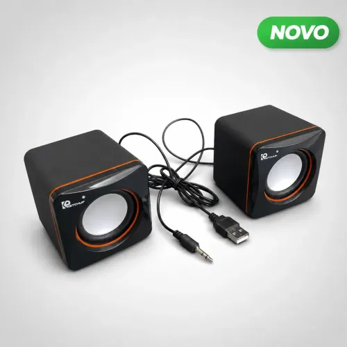Caixa de Som Multimídia 2.0 USB P2 KT-8001 para PC Notebook