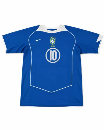 Camisa Brasil Away 2004 Azul Ronaldinho Gaúcho Nº10 - Retrô Nike | Tamanho M ao GG
