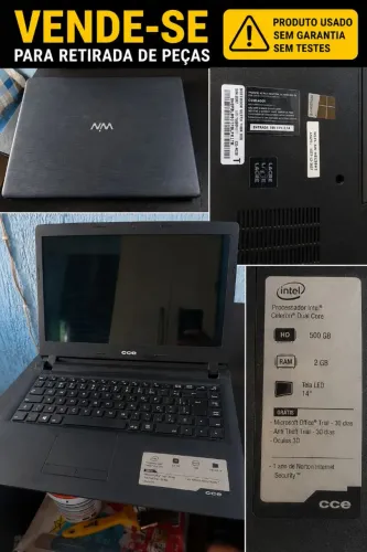  Notebook CCE Para Retirada de Peças | HD 500GB | Tela 14