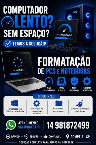 Promoção: R$ 60 - Formatação de Notebooks e PCs