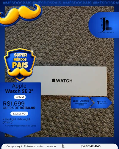APPLE  WATCH SE 2ª, 40MM, LACRADO, EXCLUSIVO!
