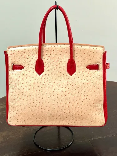 Bolsa Hermes Birkin 35 couro avestruz
