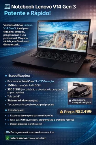 Notebook Lenovo V14 Gen 3 Intel Core i5 12 Geração 